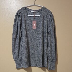 Gray Long Sleeve Top